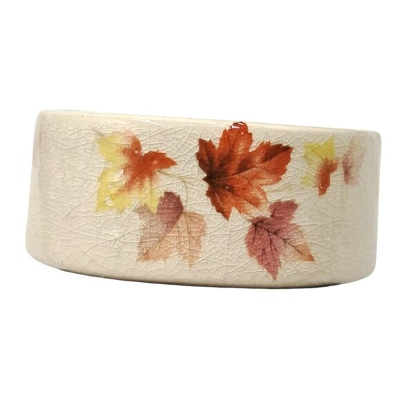 VIntage Jewelry Set Ceramic Choker Necklace & Bracelet Autumn Leaves Design - Picture 7 of 10